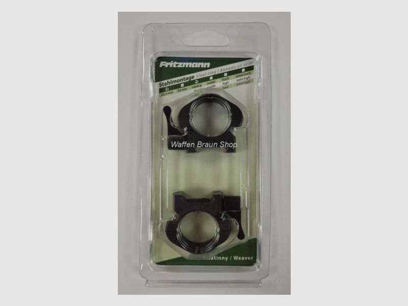 Fritzmann Ringmontage für 11mm Schiene, Schwarz matt,1", H7mm