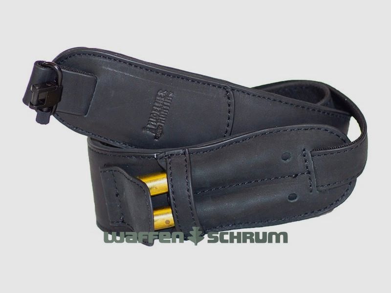 Mjoelner Hunting Rifle Sling Leather/Neoprene - black - including removable US sling swivel