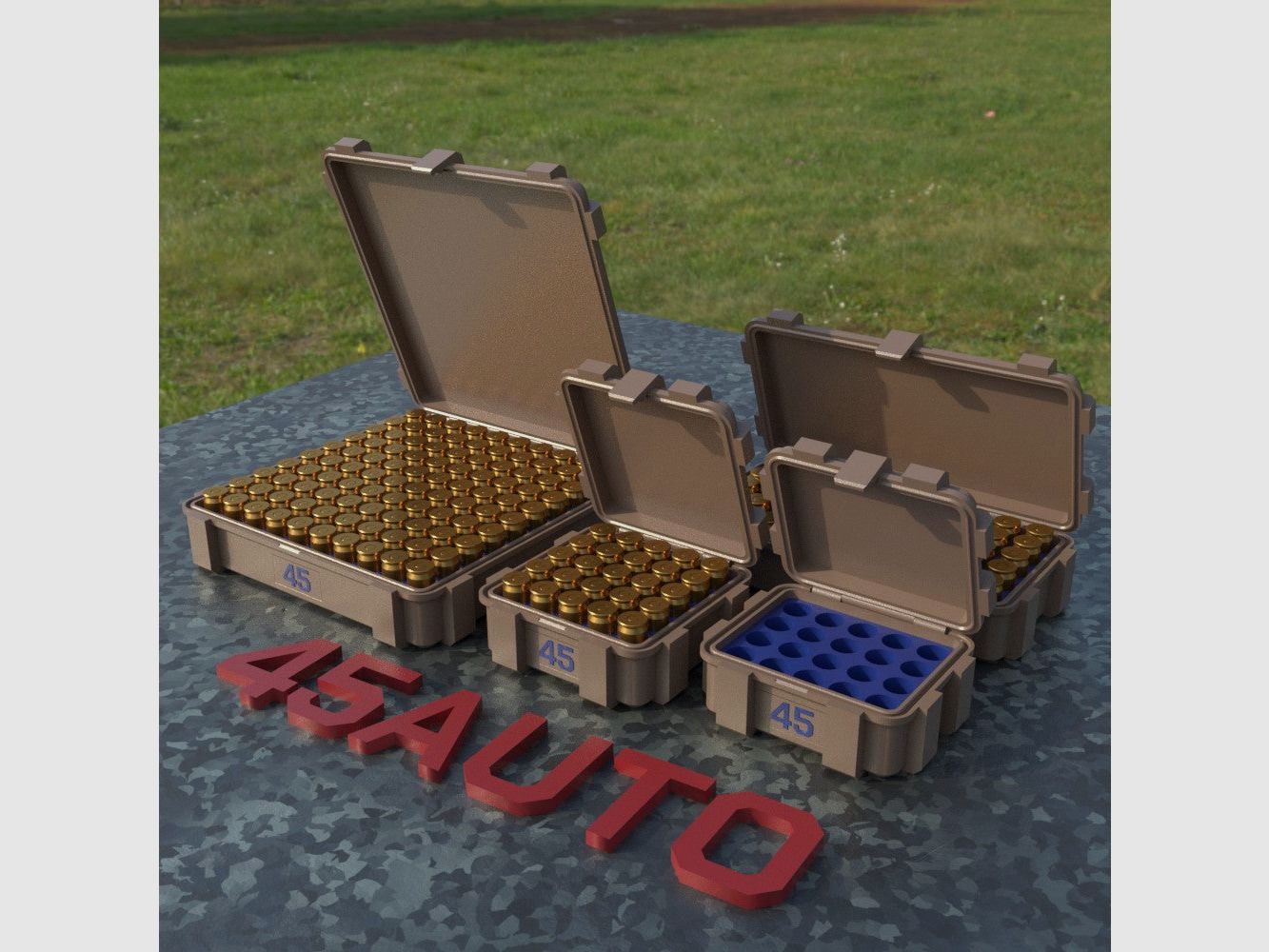 Caja de municiones Filamelt / .45 ACP / 'tapa abatible' / caja de cartuchos, caja de municiones