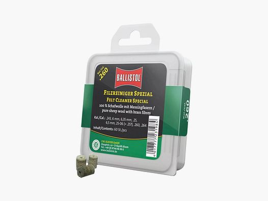 Feltrini Ballistol Special per pulizia canne 60 pz cal. 6,35/6,5/.243