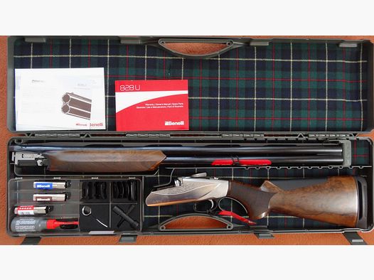 Benelli	 Bockflinte: Benelli 828U-Silver-Cal. 12/76