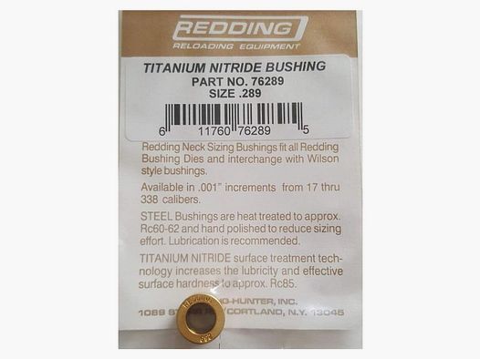 Redding Recarga .289 Titanio Nit Tamaño de Cuello BSH 76289