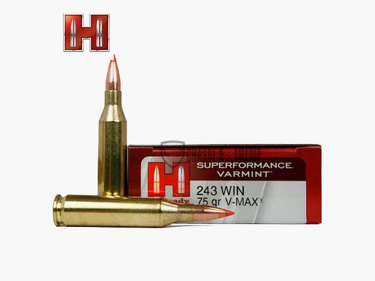 20 Patronen HORNADY Superformance Varmint 243 Win 75 Gr V-Max