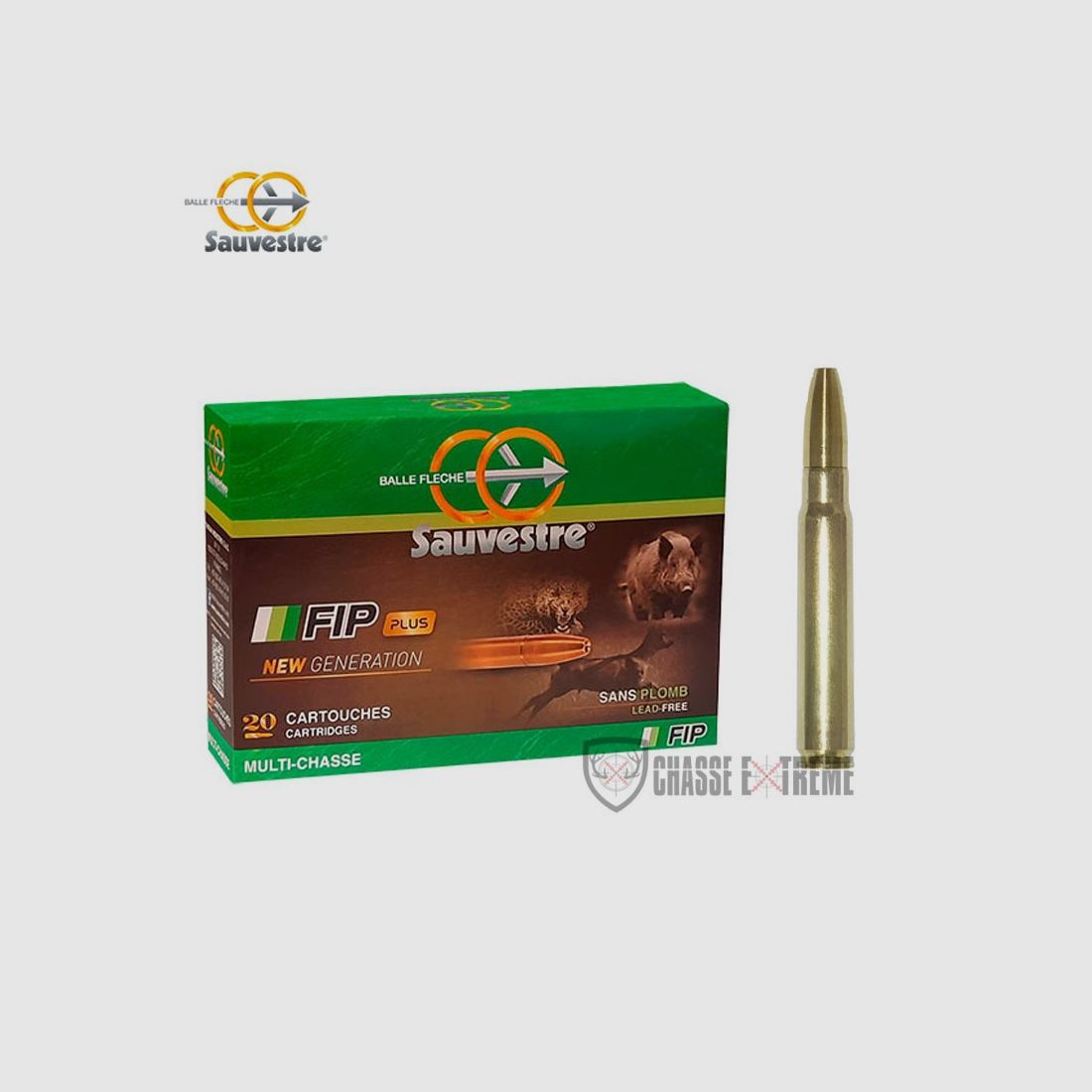 20 Cartuchos SAUVESTRE FIP Plus 269gr Cal. 9,3x62
