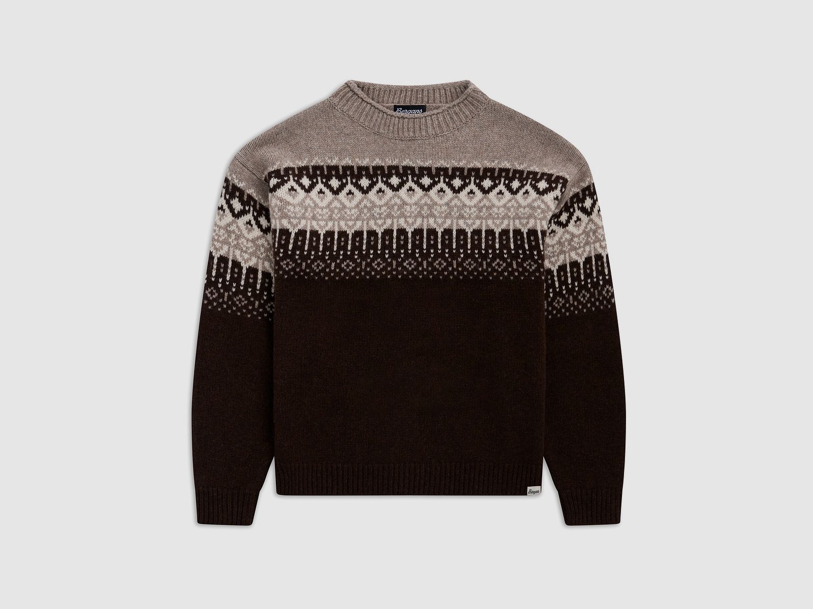 Bergans Steiro Knitted Wollpullover Dark Chocolate/Creme XXL
