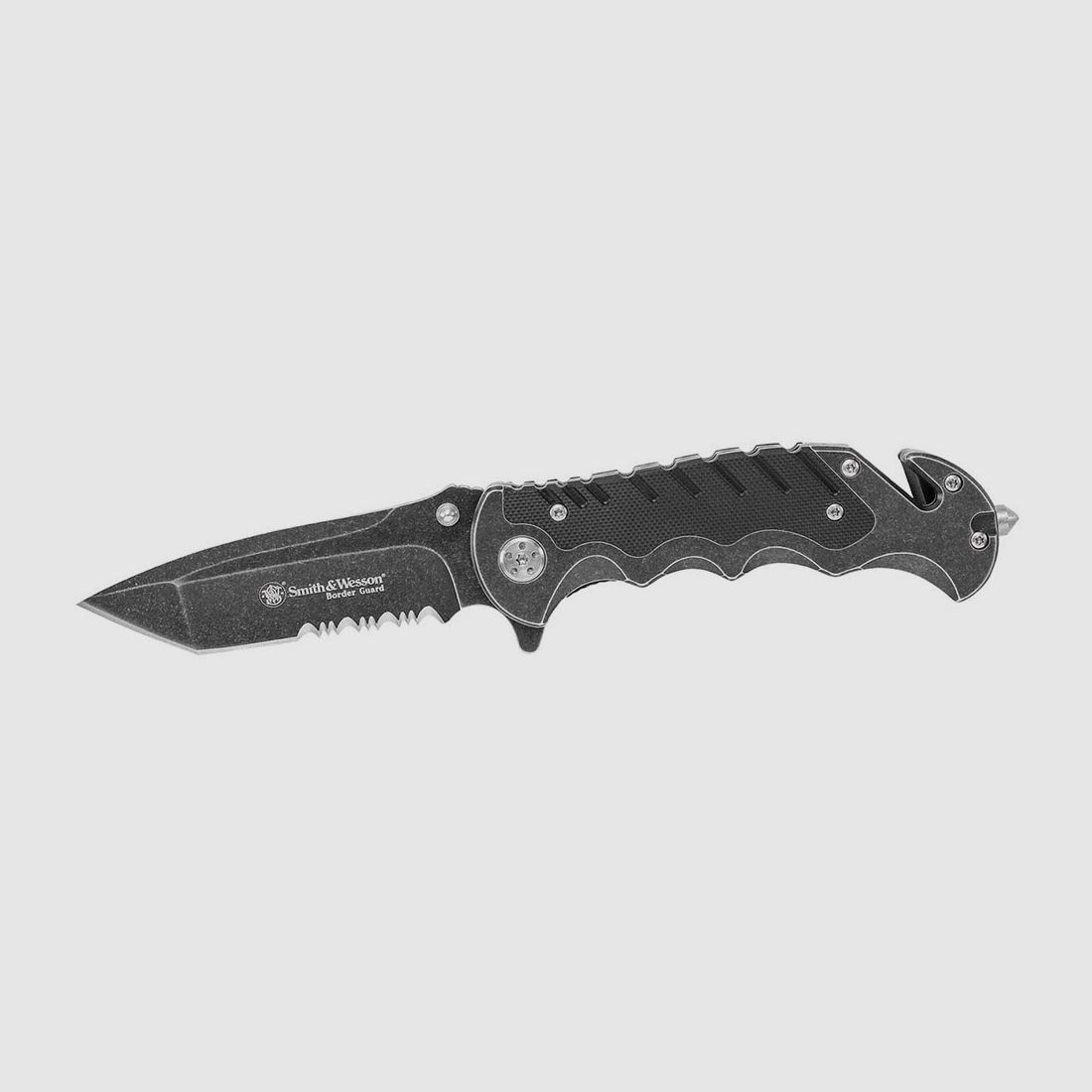 Rettungsmesser Smith & Wesson Borader Guard Tanto Stahl 7Cr17MoV KlingenlĂ¤nge 9 cm (P18)