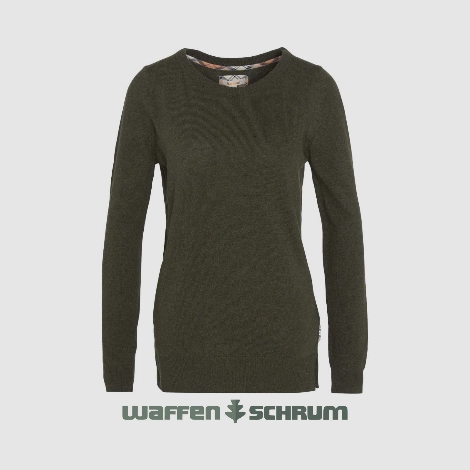 Barbour Pullover Pendle Crew Jumper Olive/ Hessian Tartan