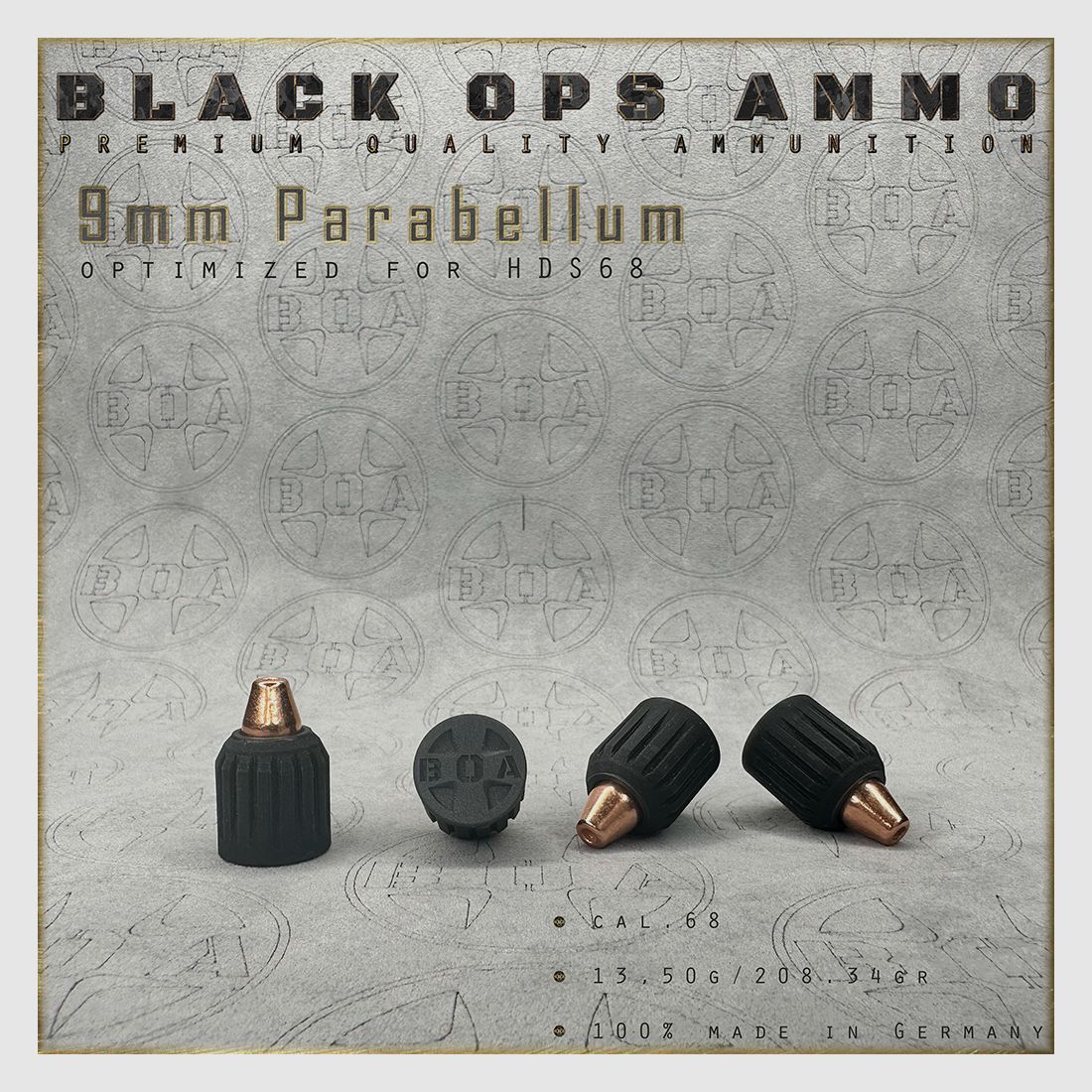 8x 9mm Parabellum BLACK OPS AMMO Airgun TS HDS 68 Cal.68 Munition Umarex HDS68  TS68