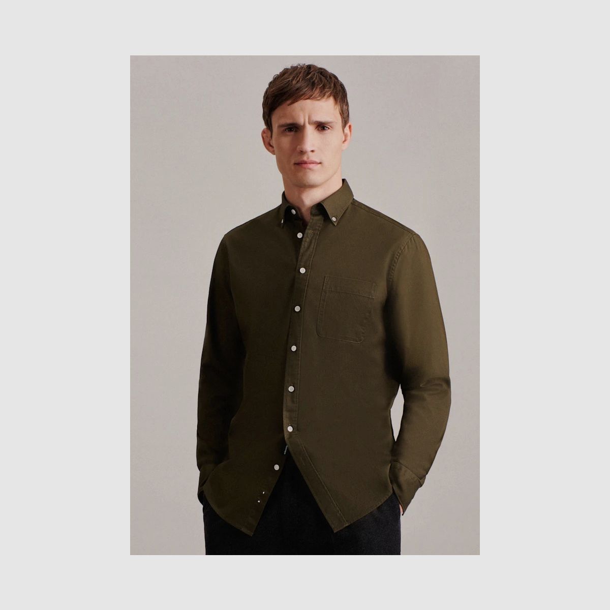 SEIDENSTICKER Twill Casual Hemd in Regular mit Button-Down-Kragen