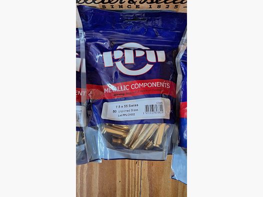 PPU Hülsen 7,5x55 Swiss Schweizer NEU 300st
