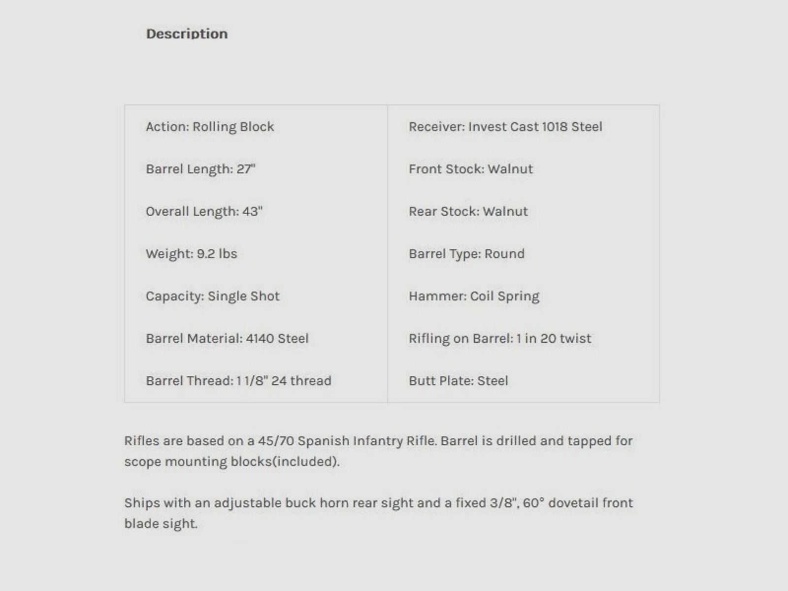 Tippmann Armory Rolling Block Noir 27" (27 pouces) .357Mag
