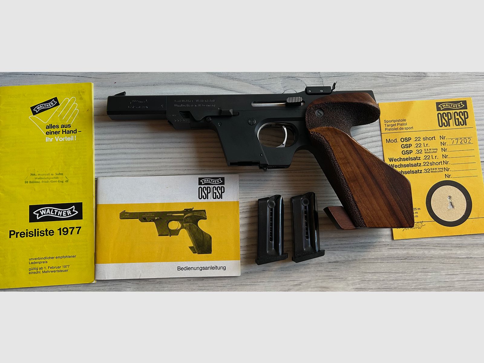 Walther GSP sport pistol caliber .22 l.r. with 2 magazines and original case