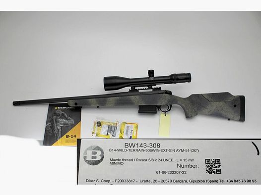 Rep. Büchse Bergara B14 Terrain Wilderness mit Swarovski 2,5-10x56 mit Leuc .308Win