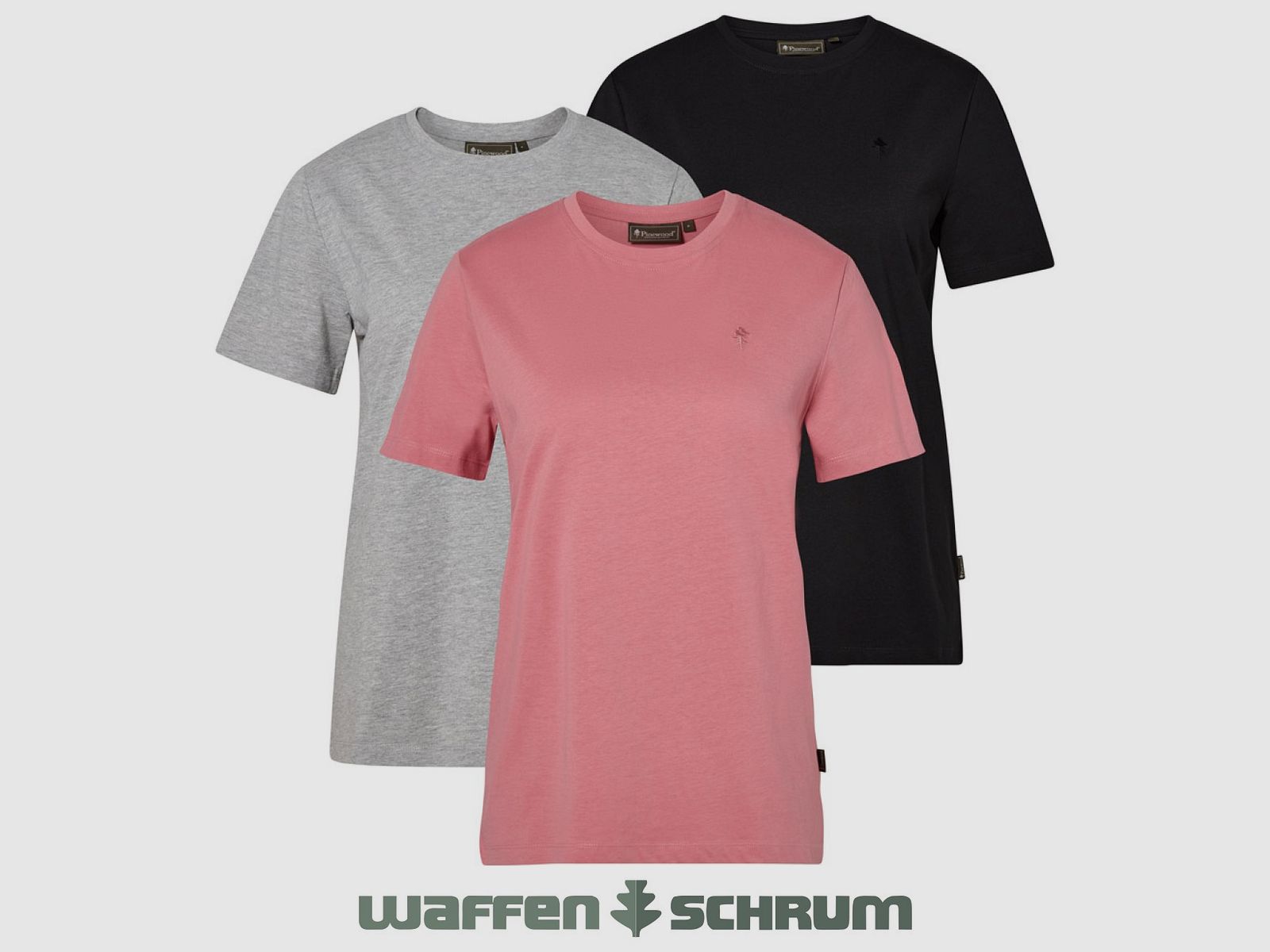 Pinewood T-Shirts 3er Pack Grey Mel/ D. Pink/ Black