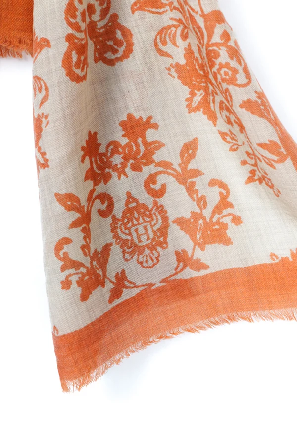 Sciarpa Habsburg grande arabesque in arancione, immagine 2 di 2