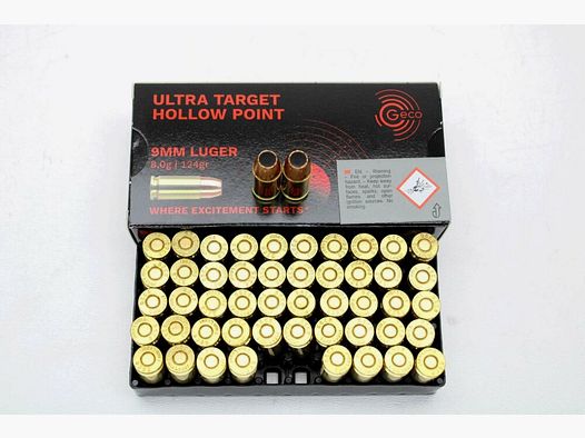 Geco 9mm Para 124gr. UTHP Ultra Target Hollow Point GERMAN MANUFACTURE - 9mm Luger 9mm Para 9 Para