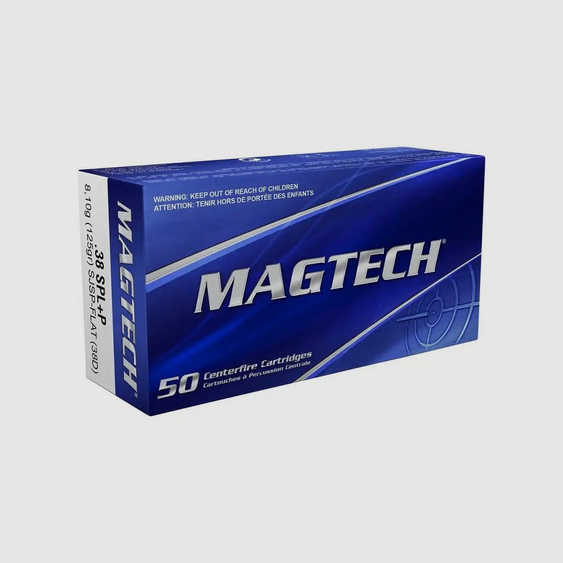Magtech .38 Special +P SJSP Flat deelmantel vlakke kop 125 gr. 38D - 50 stuks.