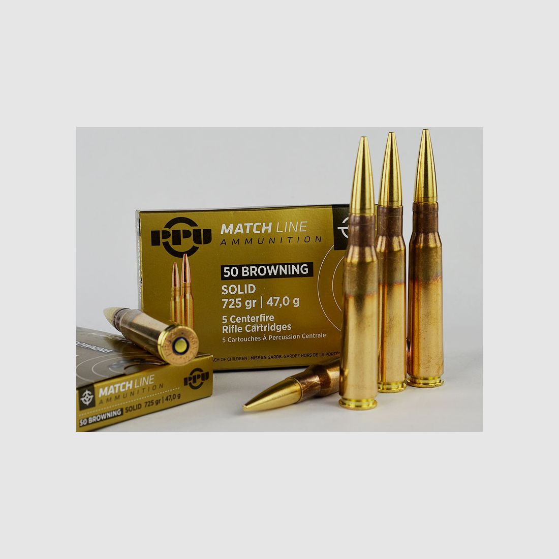 PPU .50 BMG (12,7 x 99) Match Line, 725 grs 1 Packung (5 Schuss á 9,98 €*)