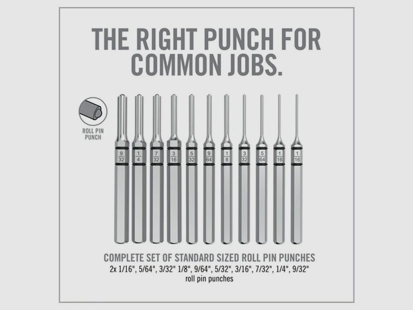 Real Avid Accu-Punch 11-Pieces Roll Pin Punch Set