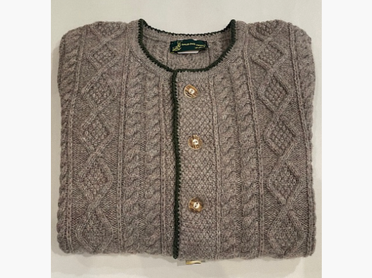 Men's cardigan with pattern made of merino wool in beige/green