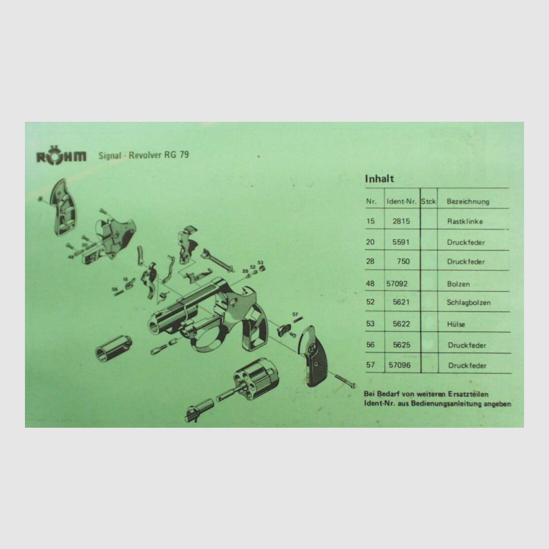 Röhm RG 79 Ersatzteile für Signal-Revolver Röhm RG79