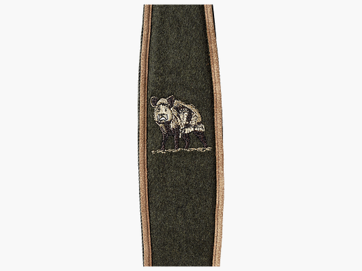 Gewehrriemen aus Loden und Leder mit Motiv