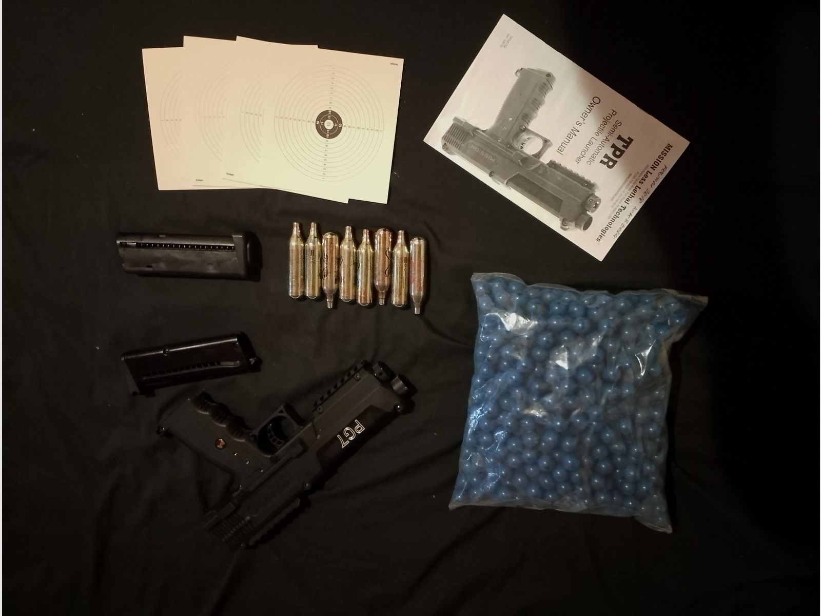 How Tippmann Tipx Pg7 Mission Marker .68 Accessories Tuning 500 Paintballs Cal 68 Set 2 Magazines