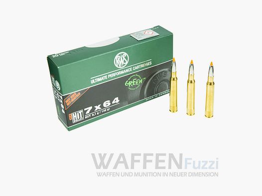 RWS caliber 7x64 HIT Green lead-free rifle cartridges 140grs