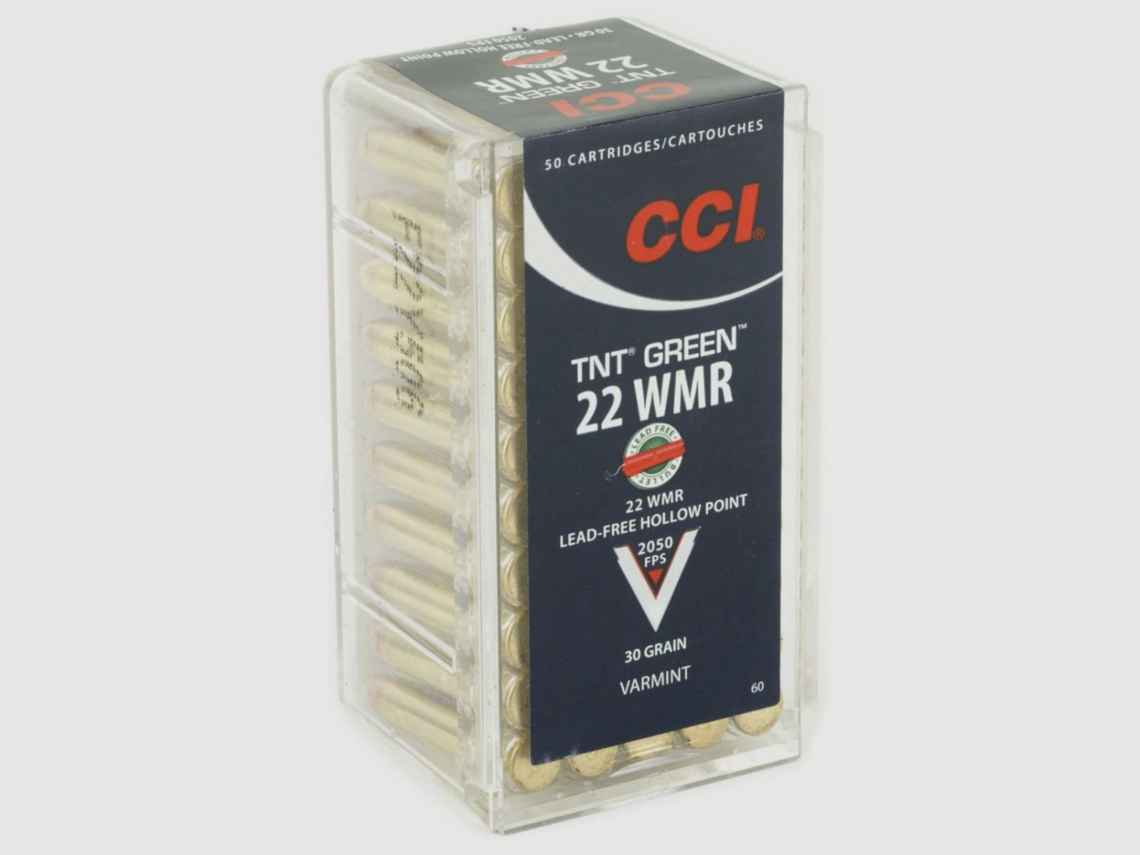 CCI TNT Green .22 WMR 30GR HP 50 cartouches