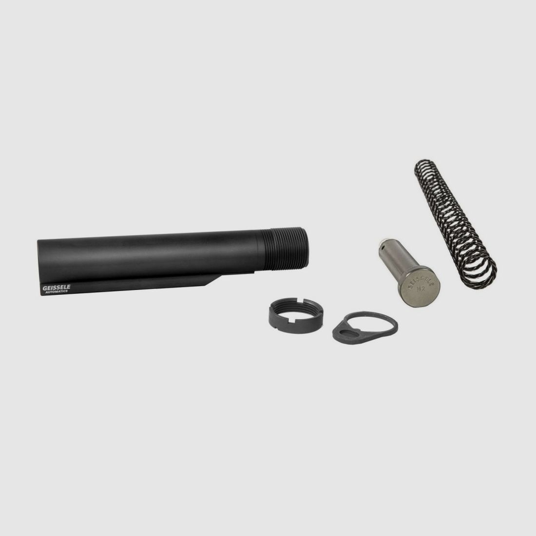 Premium MIL-SPEC Buffer Tube Assembly con Super 42, H2, 7075-T6, AR-15/M4, Nero