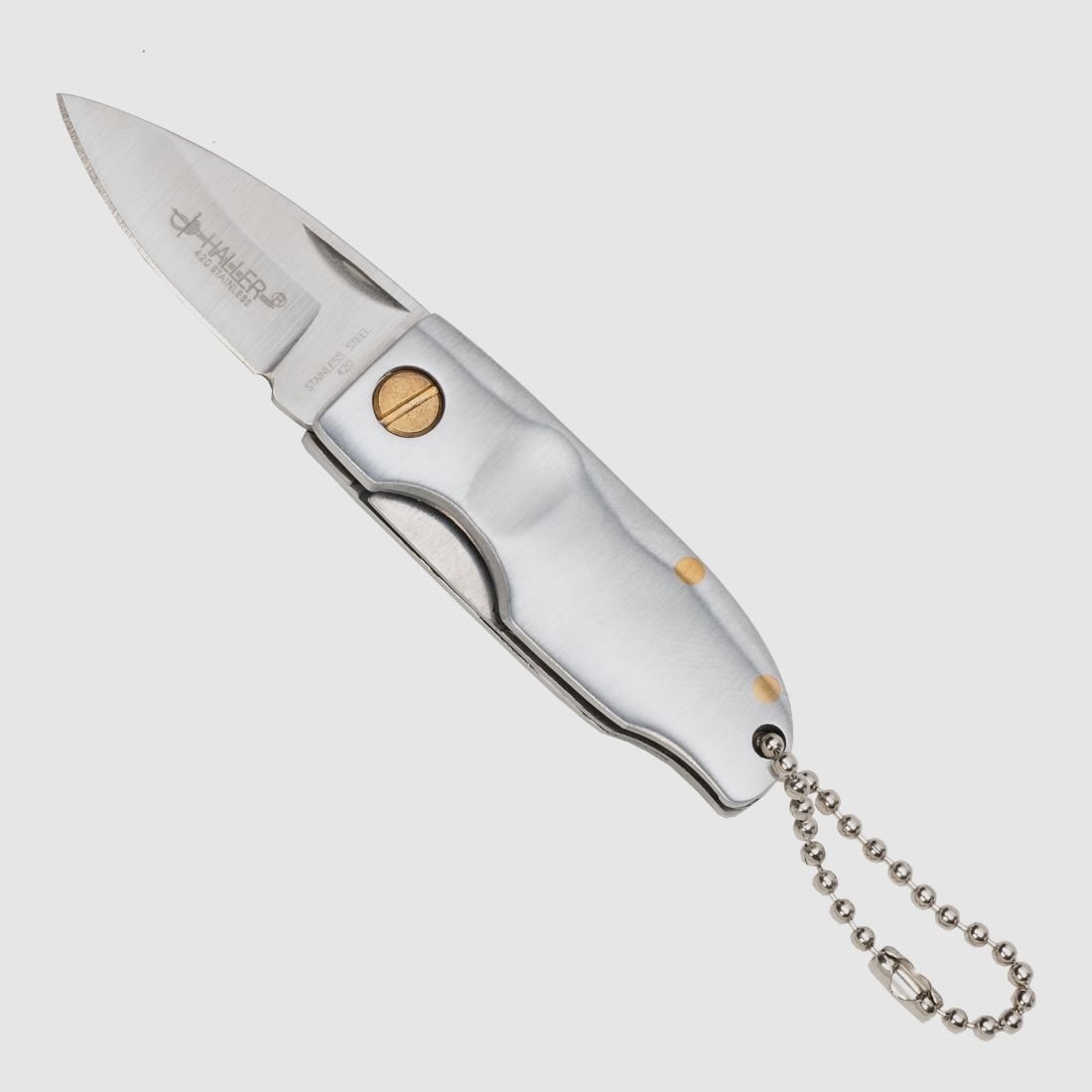 Stubby klein ganz Metall,420rsf, mit Kette, Zweihandmesser §42a konform legal führen