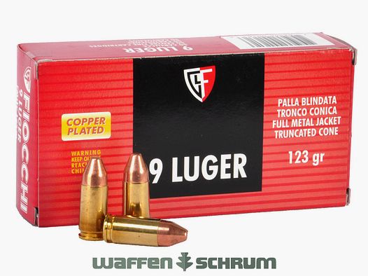 Fiocchi 9mmLuger Vollmantel 8,0g -123gr.