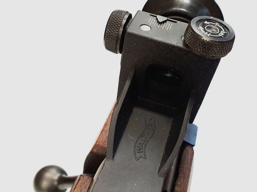 Fucile a colpo singolo Walther, fucile da competizione Walther KK in calibro .22 LR con diottro, diaframma iris, mirino ad anello