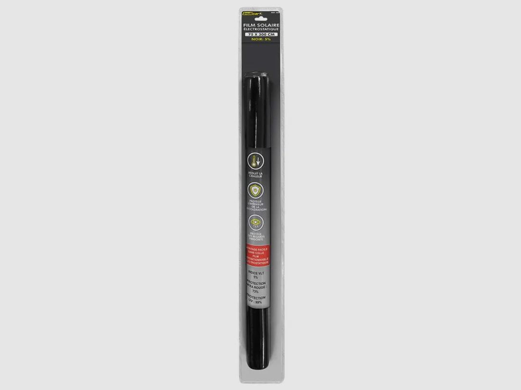 Film solaire électrostatique noir 0,74x3m opacité 5%, image 1 sur 3