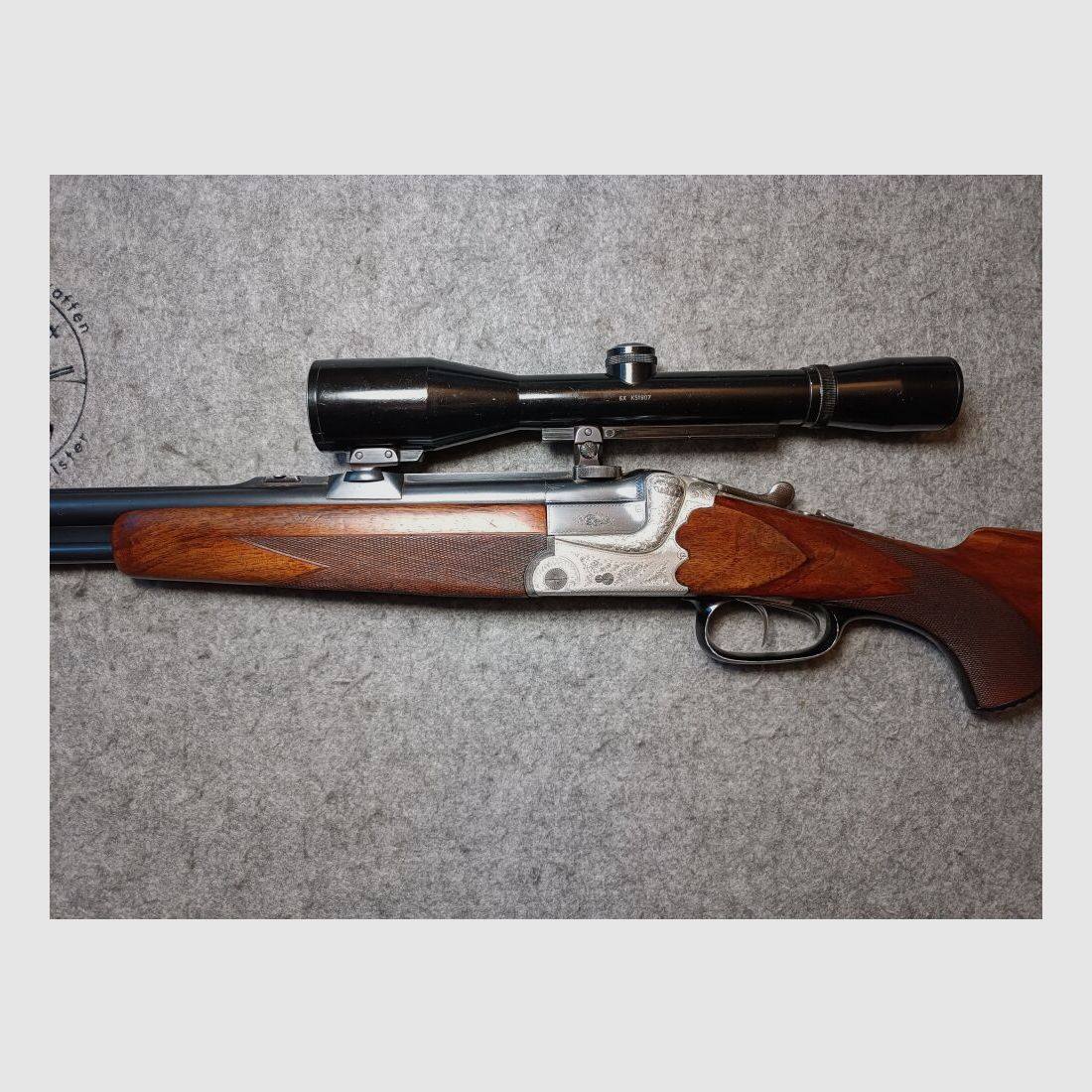 Escopeta de doble cañón Meuter Solingen similar al modelo Heym 55 con mira 6x42