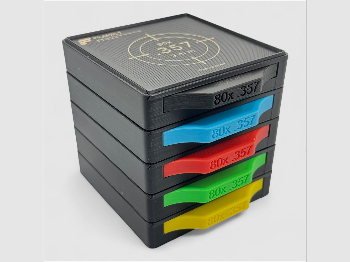 Diabolo-Box für 80x .357 / 9 mm – Praktisch, stapelbar, wiederverwendbar. Matchbox