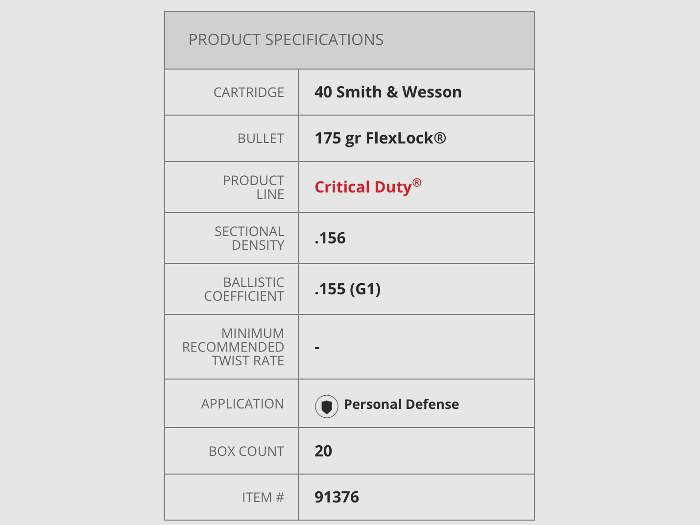 Hornady 196543 .40 S&W FlexLock 11,3g 175grs. Pistolenmunition 5591376 91376