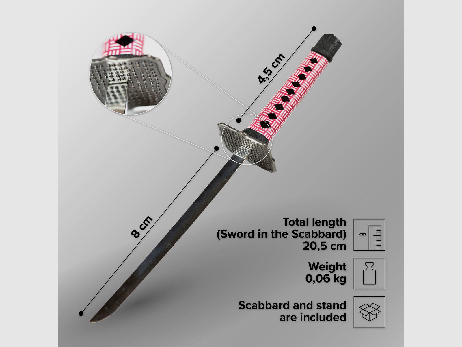 Katana mit Scheide und Ständer - Brieföffnerversion | 93231