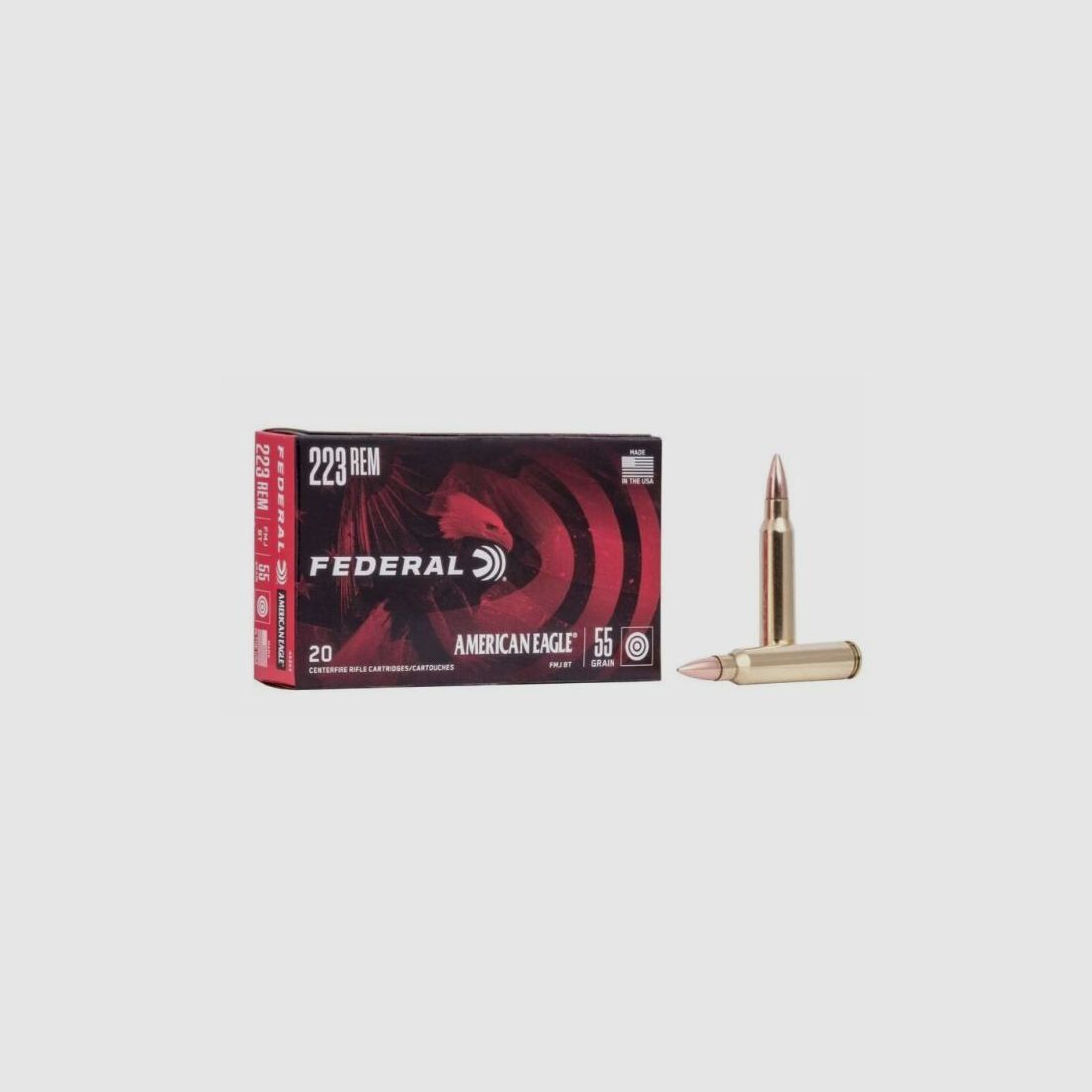FEDERAL AMMUNITION .223 REM 55GR FMJ BT : VPE: 20 - 500 rounds *EWB required ADR SHIPPING: +50€ - Pickup by appointment possible