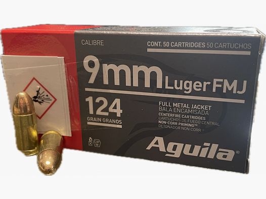 AGUILA 9MM LUGER MUNITIE - 124GRS. - 50 PATRONEN