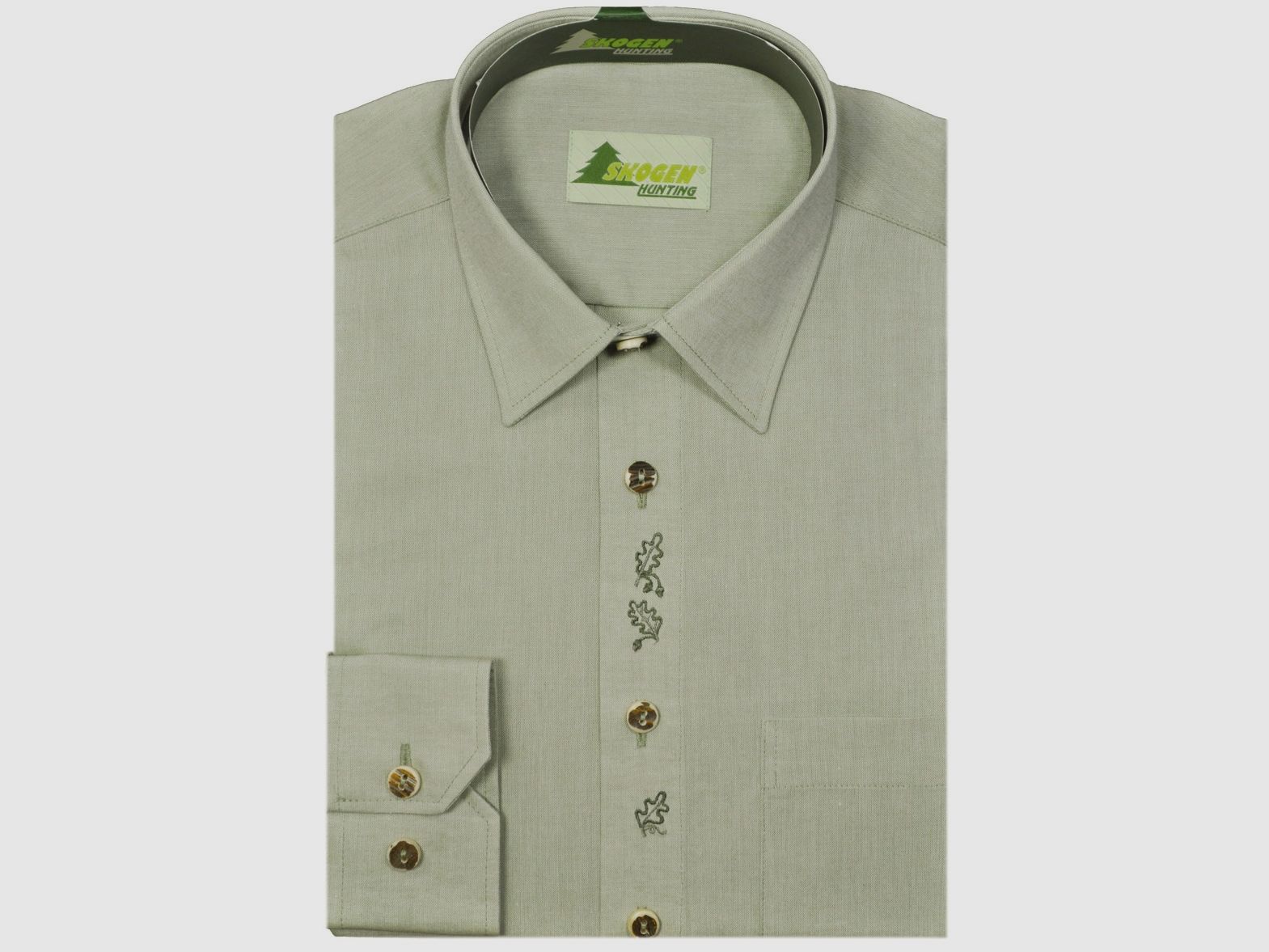 Hemd Chambray 1/1-Arm - Eichenlaub Stickerei