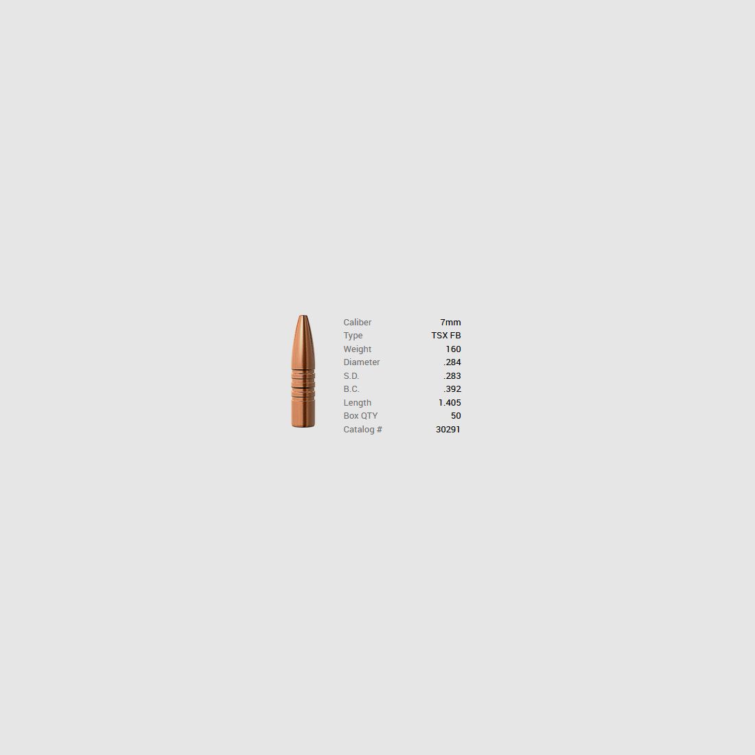 Barnes Geschoss 7mm/.284 160GR TSX FB 50 Stück