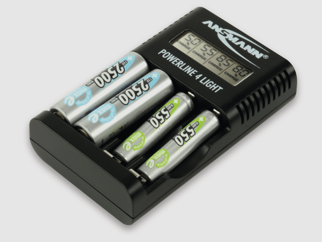 Ansmann Powerline – Cargador de batería de 4 luces