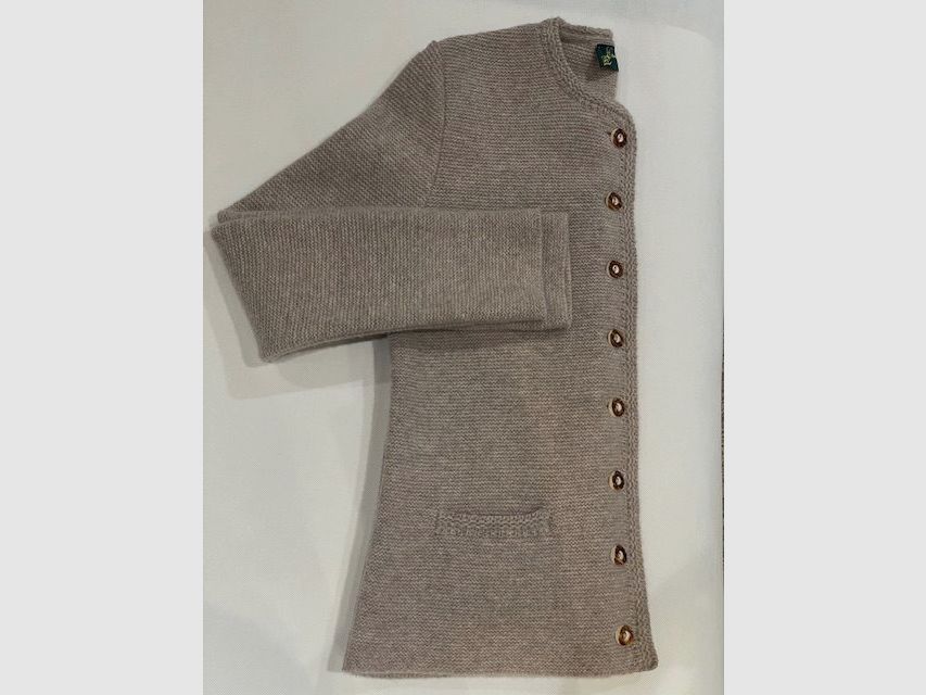 Damen klassische Strickjacke aus Merinowolle in Beige