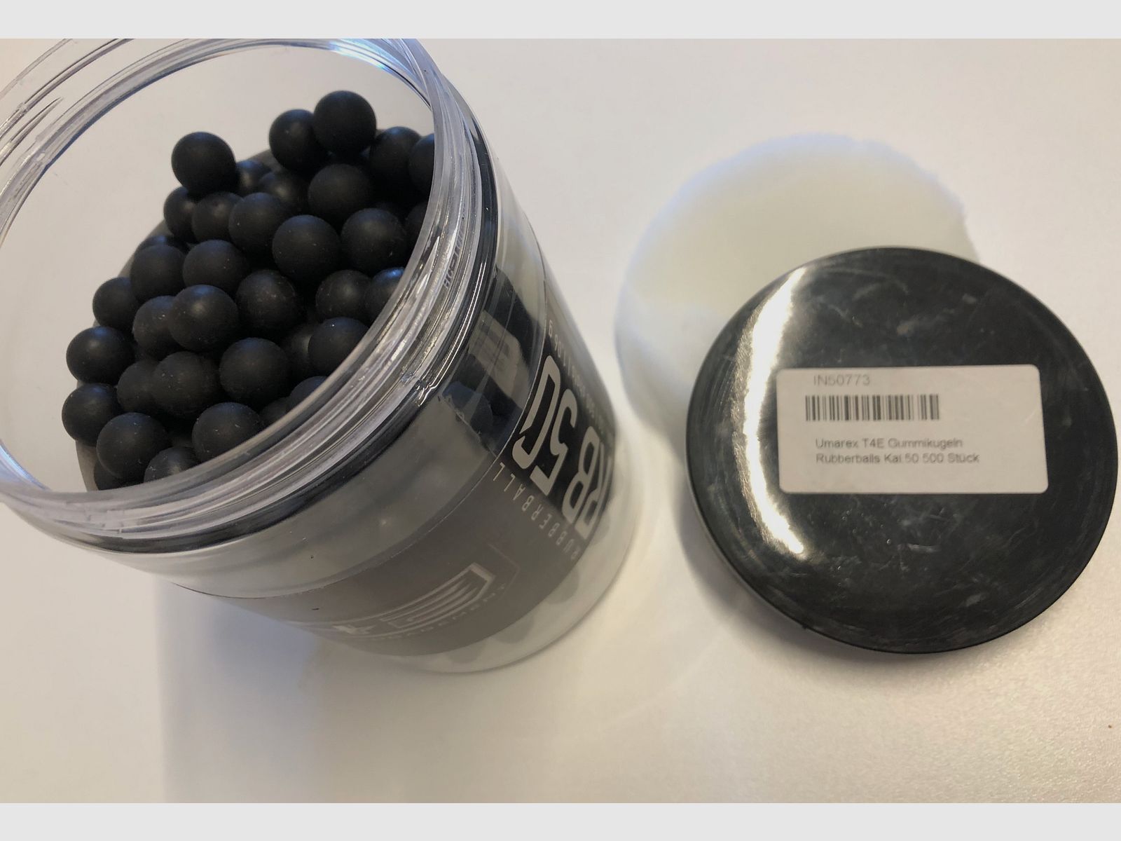 Umarex T4E Gummigeschosse Rubberballs Kal. .50 schwarz, angefangene Dose