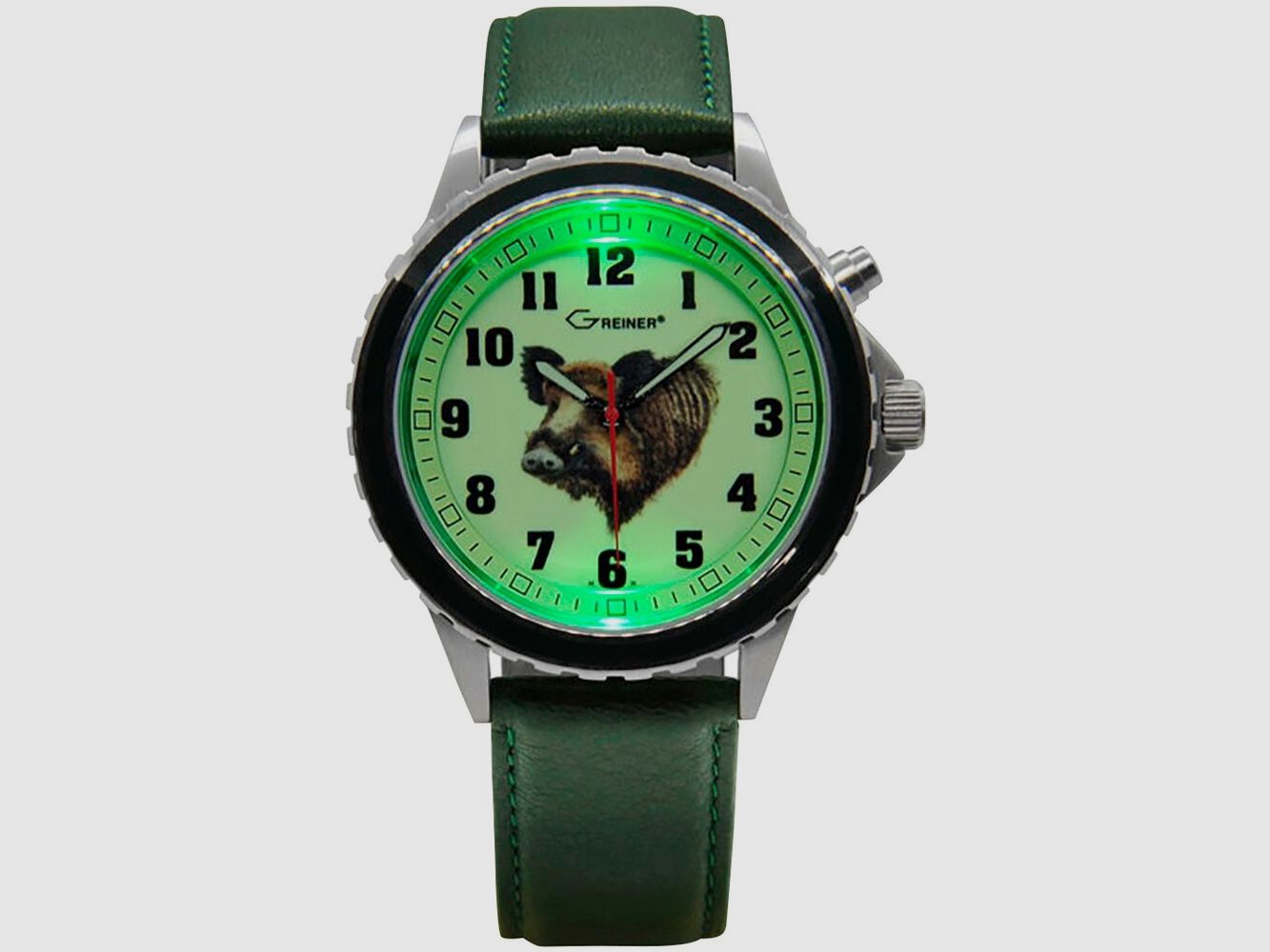 Greiner Uhrensitz (Motiv «Wildschwein» – Lederarmband (Greiner: 1.00.1-D-L)), Bild 2 von 3