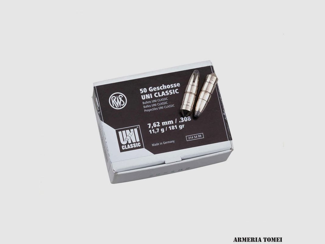 RWS – GESCHOSSE – UNI CLASSIC 7,62MM / .308 – 11,7G / 181GR Menge 50