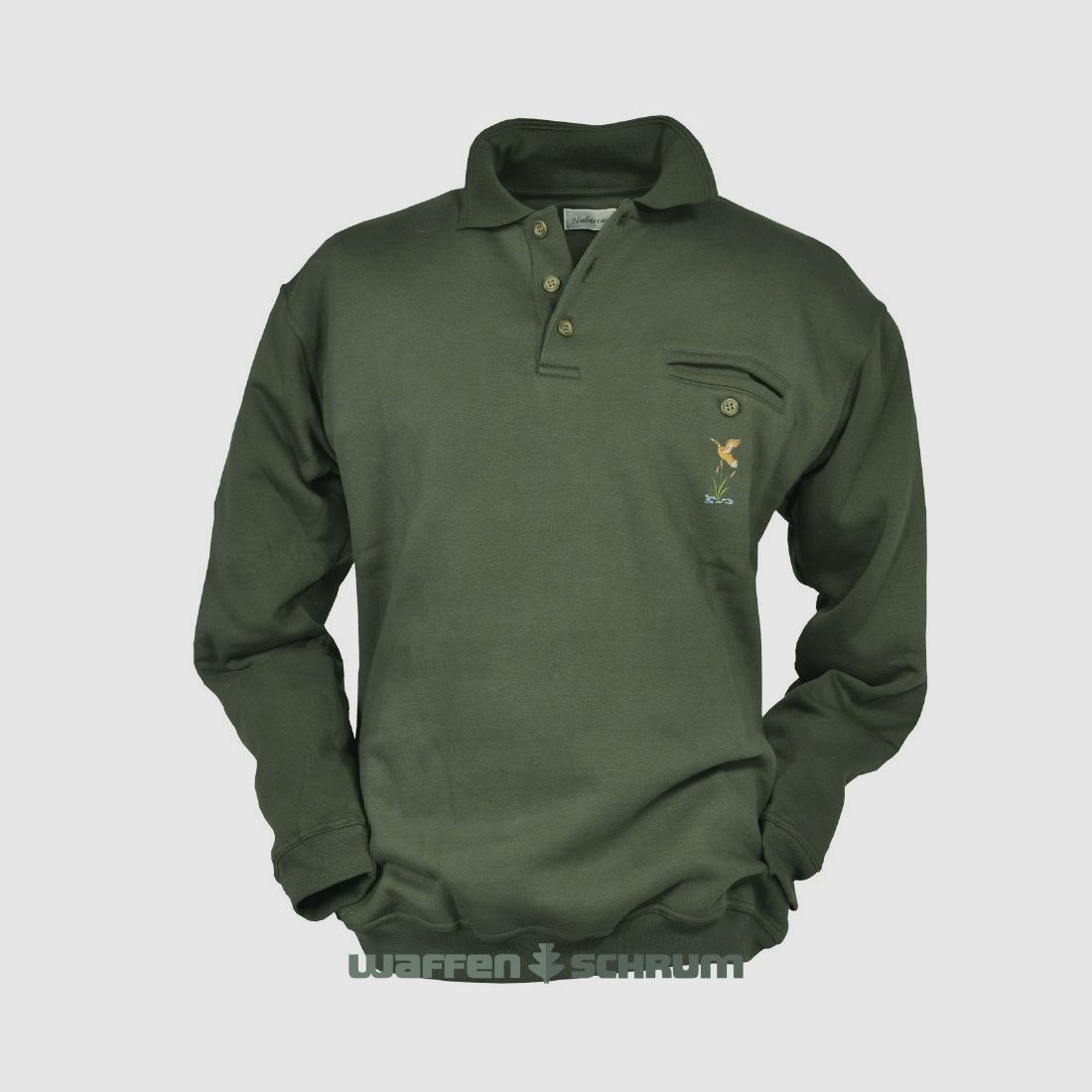 Hubertus Sweatshirt mit Entenstick  Oliv