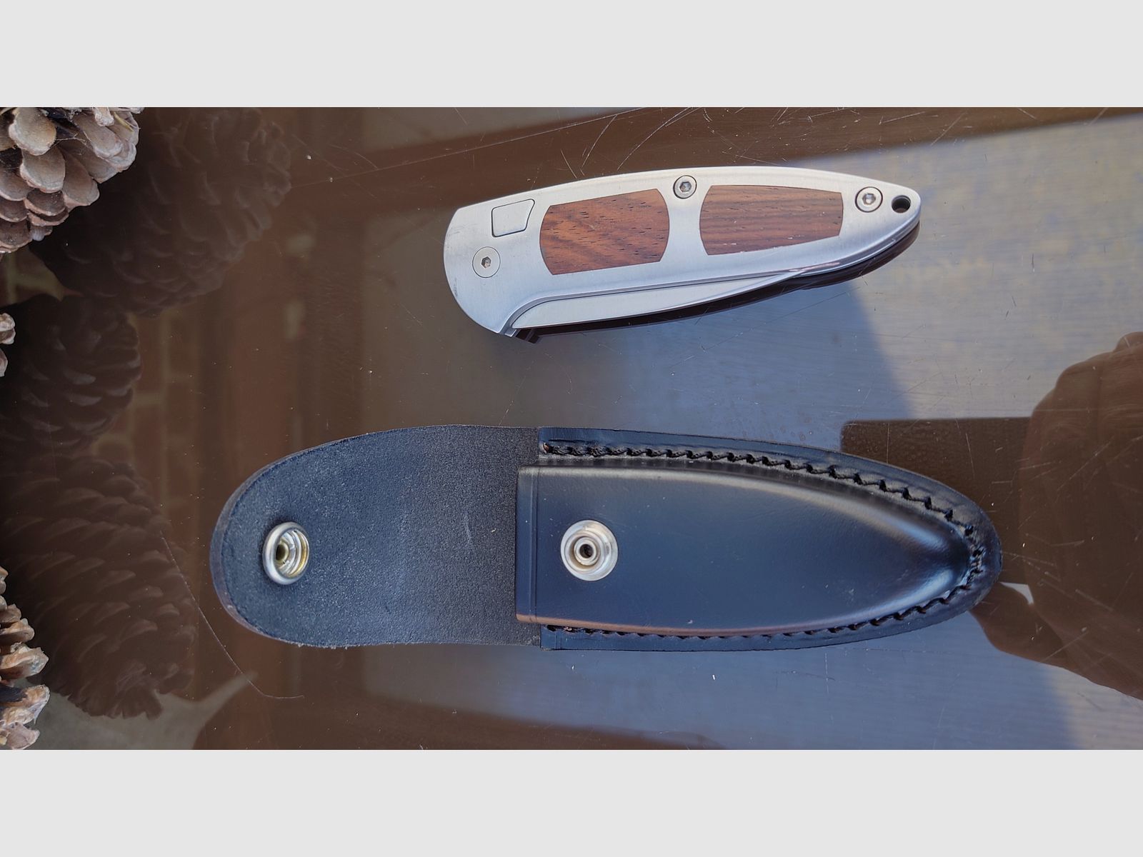 Speedlock I 2.0 Wüsteneisenholz con funda de cuero Böker Negro NUEVO Springer