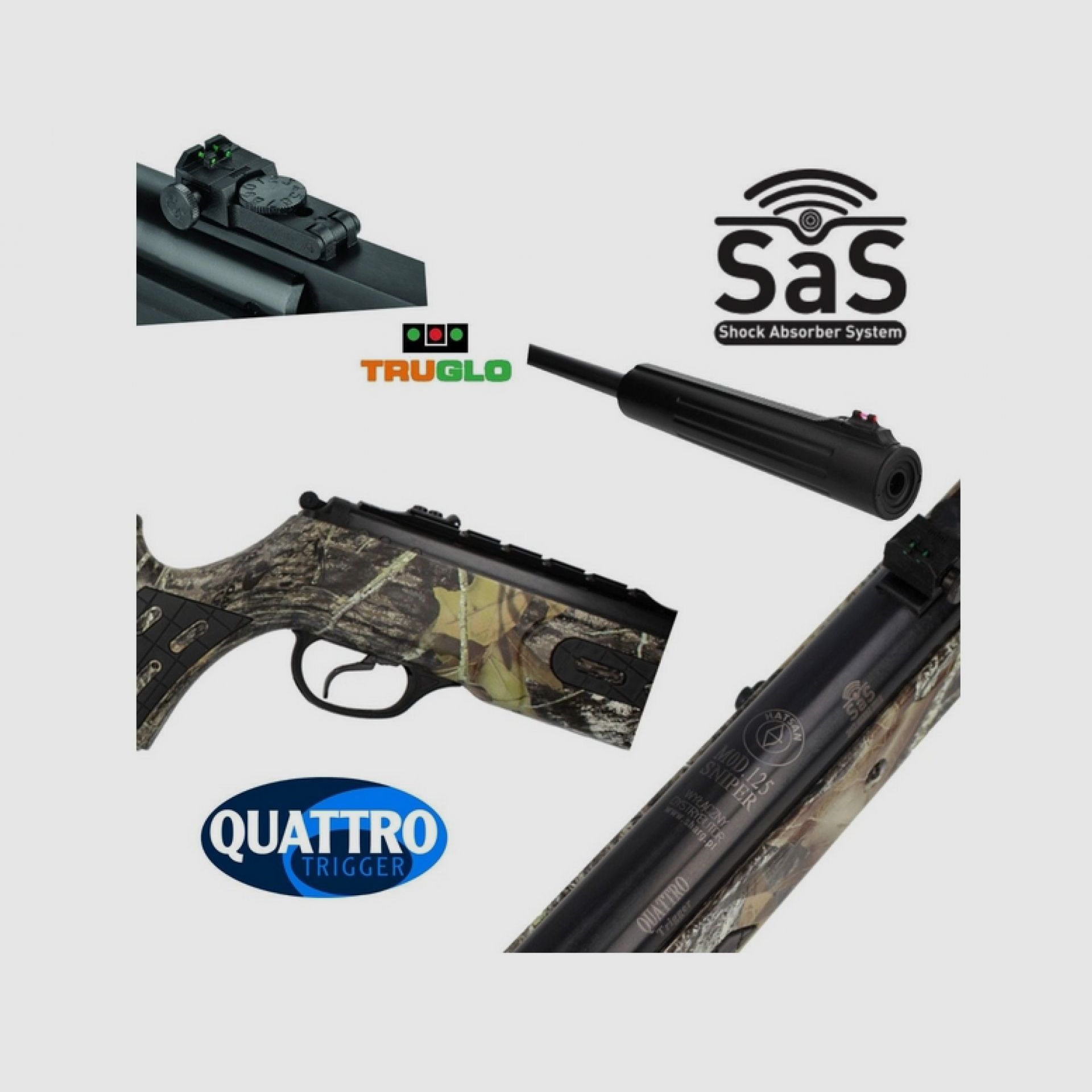 Hatsan MOD 125 Sniper Camo Luftgewehr, Schalldämpfer, Bild 7 von 8
